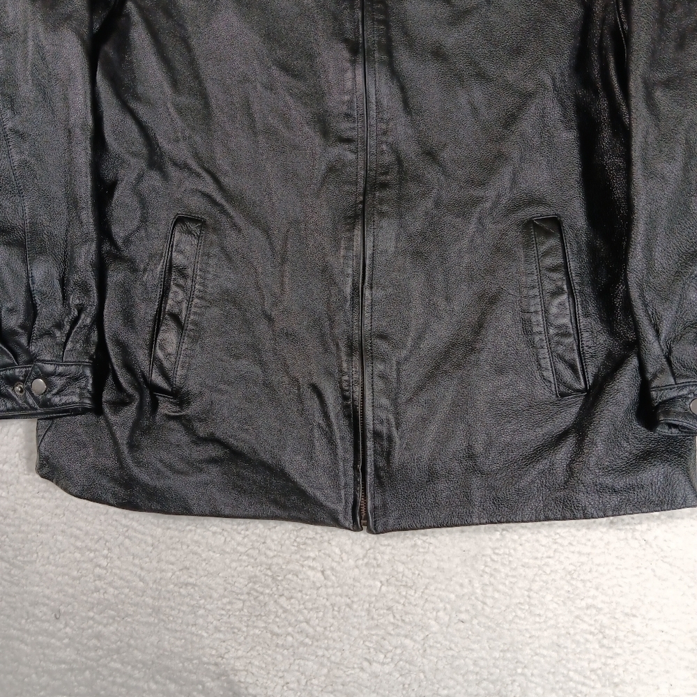 Vintage St Johns Bay Leather Coat Mens XXL Black Motorcycle Jacket Lined - Picture 4 of 10